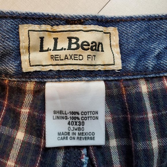 Vintage Men's L.L. Bean Relaxed Fit Flannel Plaid Lined Jeans 40x30 - Picture 12 of 15